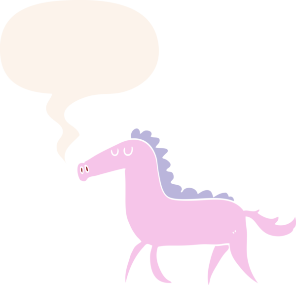 Bir insan tarafından çizilmiş, konuşma baloncuklu çizgi film atı.