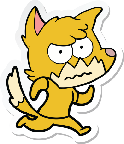 Bir insan tarafından çizilmiş, kızgın tilki çıkartması.