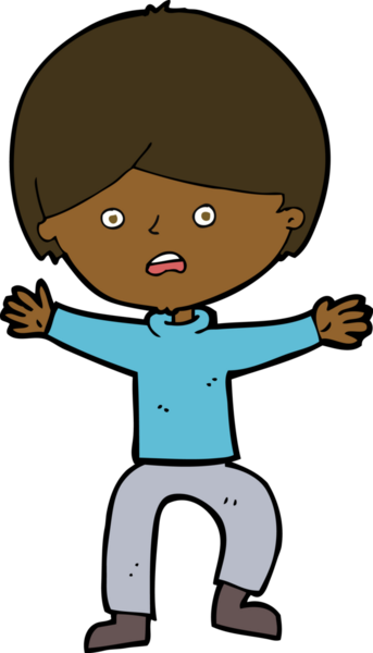 Bir insan tarafından çizilen panikleyen çizgi film çocuğu.