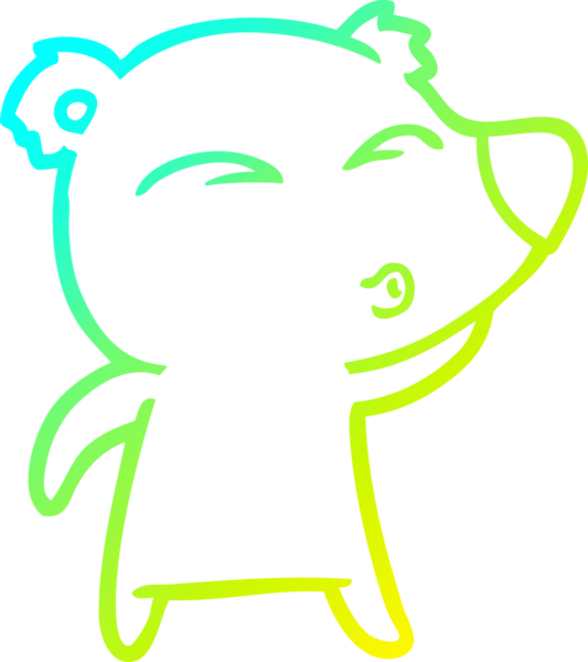 Bir insan tarafından çizilmiş ıslık çalan bir ayının soğuk çizgi çizimi.