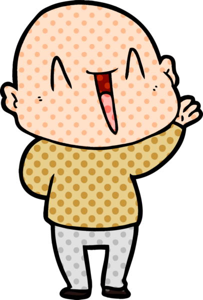 Bir insan tarafından çizilmiş mutlu, kel adam.