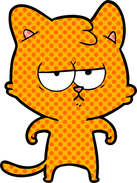 Bir insan tarafından çizilmiş sıkıcı çizgi film kedisi.