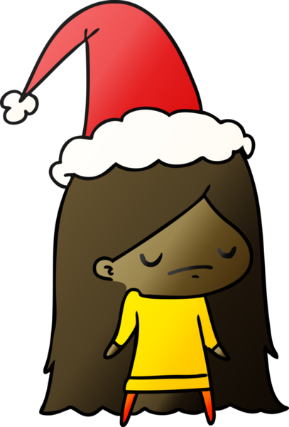 Bir insan tarafından çizilmiş Kawai kızının el çizimi gradyan çizgi filmi.