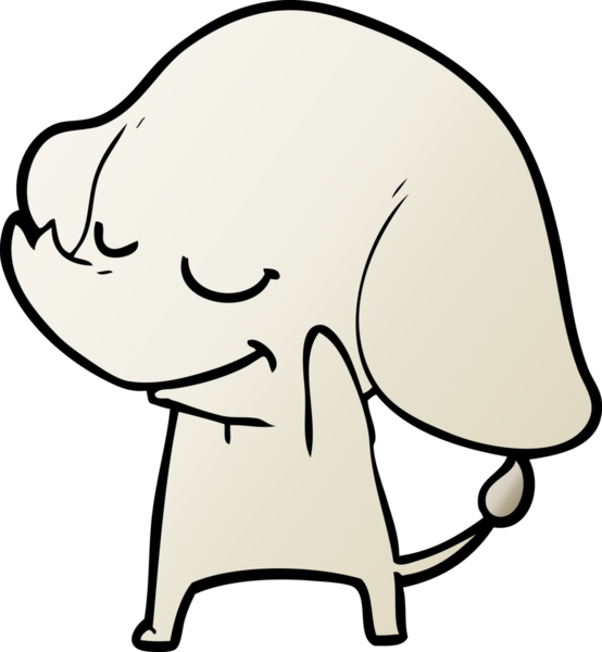 Bir insan tarafından çizilmiş gülümseyen bir fil.