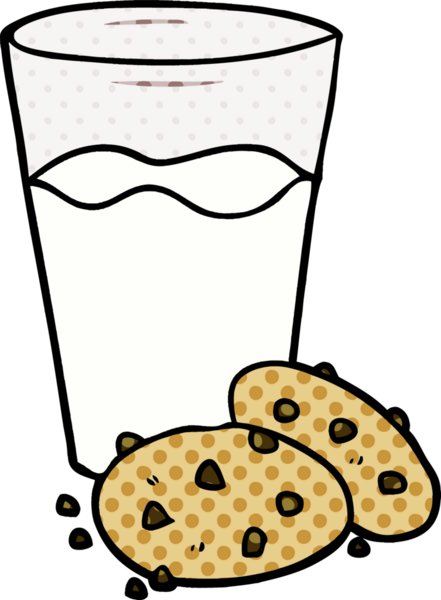 bir insan tarafından çizilmiş kurabiye ve süt.