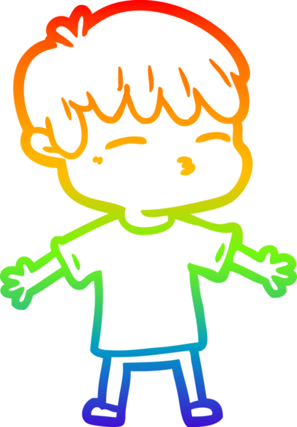 Gökkuşağı gradyanı çizimi Bir insan tarafından çizilmiş meraklı bir çocuk