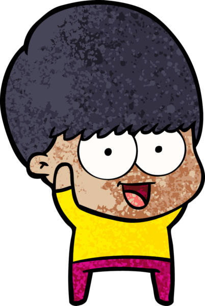 Bir insan tarafından çizilen mutlu çizgi film çocuğu.