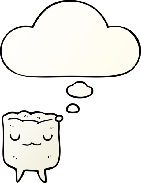 Düşünce baloncuğu olan çizgi film dişleri bir insan tarafından çizilmiş.