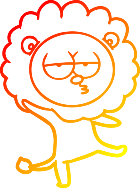 Bir insan tarafından çizilen dans eden bir aslanın sıcak çizgi çizimi