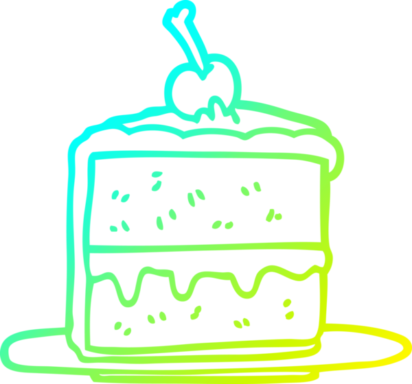 Bir insan tarafından çizilen pasta diliminin soğuk gradyan çizgisi.