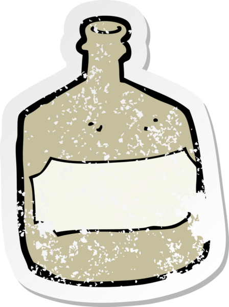 Bir insan tarafından çizilmiş eski bir viski şişesinin gerilimli yapıştırması.