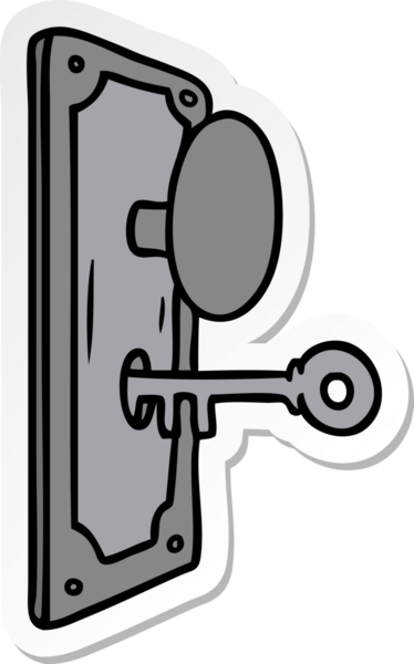 Bir insan tarafından çizilmiş bir kapı kolunun el çizimi karikatürü.