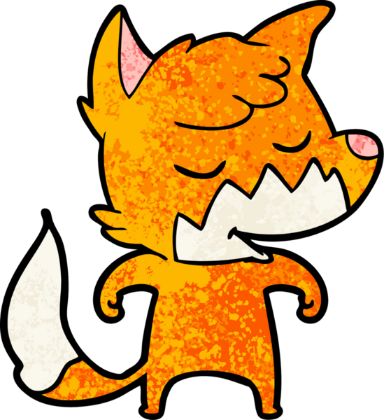 Bir insan tarafından çizilmiş dost canlısı çizgi film tilkisi