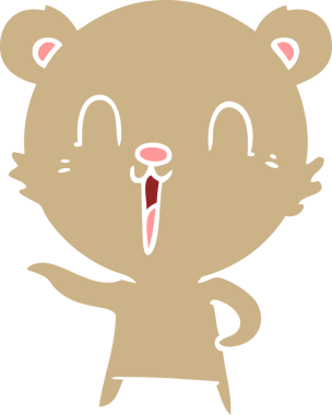 Bir insan tarafından çizilmiş mutlu düz renkli çizgi film ayısı.