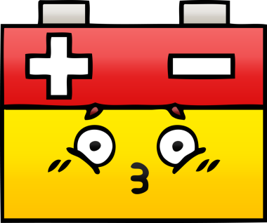 Bir insan tarafından çizilmiş bir araba aküsünün gölgelenmiş karikatürü