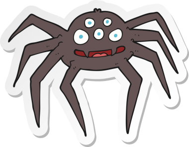 Bir insan tarafından çizilmiş çizgi film örümceğinin çıkartması.