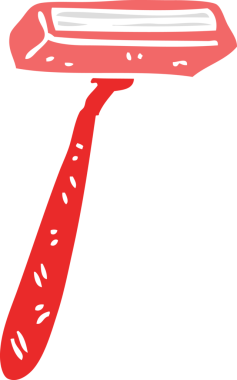 Bir insan tarafından çizilmiş düz renkli tek kullanımlık traş bıçağı.