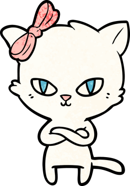 Bir insan tarafından çizilmiş sevimli çizgi film kedisi.