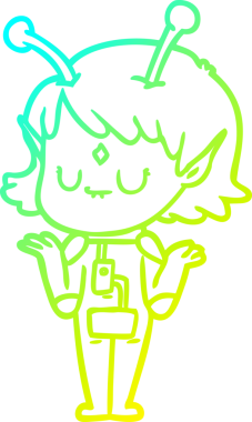 Bir insan tarafından çizilmiş bir uzaylı kız çizgi filmi.