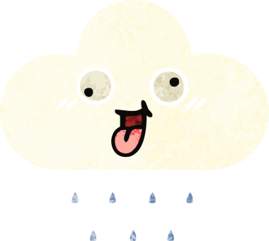 Bir insan tarafından çizilmiş yağmur bulutunun retro çizim tarzı karikatürü