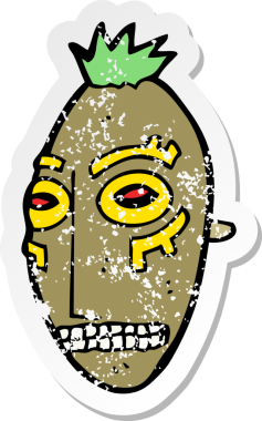 Bir insan tarafından çizilmiş kabile maskesinin gerilimli çıkartması.