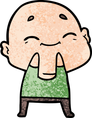 Bir insan tarafından çizilmiş mutlu kel adam çizgi filmi.