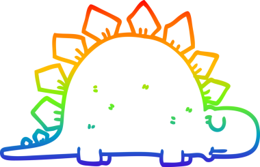 Bir insan tarafından çizilmiş tarih öncesi bir dinozorun gökkuşağı gradyan çizimi