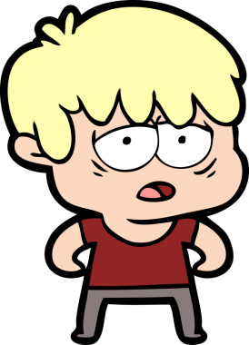 Bir insan tarafından çizilmiş bitkin çocuk çizgi filmi.