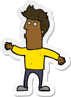 Bir insan tarafından çizilmiş bir karikatür çıkartması.