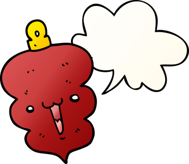 Karikatür Noel süslemesi, bir insan tarafından çizilmiş yumuşak gradyan tarzlı konuşma baloncuğu ile takdire şayan.