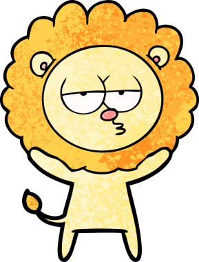 Bir insan tarafından çizilmiş canı sıkkın bir aslan.