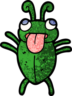 Bir insan tarafından çizilmiş komik çizgi film böceği.