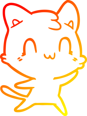 Bir insan tarafından çizilen mutlu çizgi bir kedinin sıcak gradyan çizimi