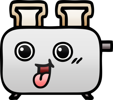 Bir insan tarafından çizilmiş tost makinesinin gölgelenmiş karikatürü.