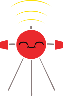 Bir insan tarafından çizilmiş düz renkli bir uydu karikatürü