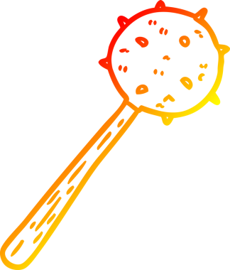 Bir insan tarafından çizilmiş bir ortaçağ topuz silahının sıcak eğimli çizimi