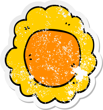 Bir insan tarafından çizilmiş karikatür çiçeğinin sıkıntılı çıkartması