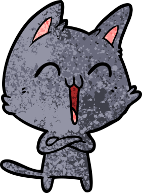 Mutlu çizgi film kedisi miyavlıyor bir insan tarafından