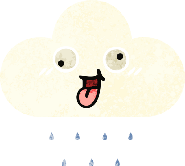 Bir insan tarafından çizilmiş yağmur bulutunun retro çizim tarzı karikatürü