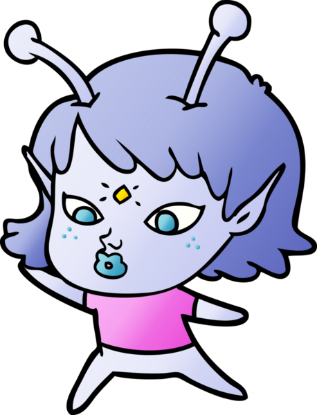 Bir insan tarafından çizilmiş güzel uzaylı kız.