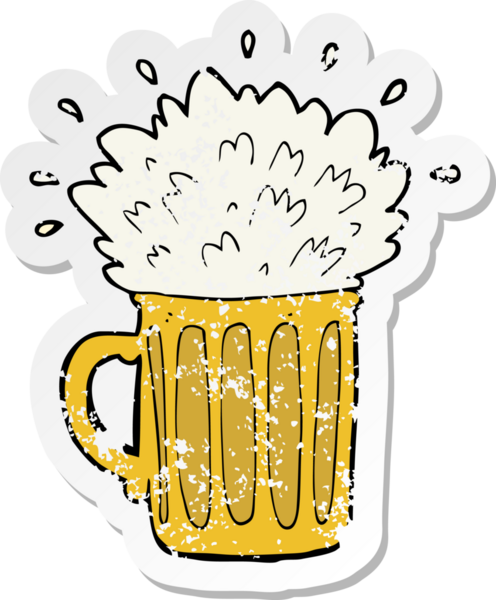 Bir insan tarafından çizilmiş köpüklü bira çizgi filminin gerilimli yapıştırması.