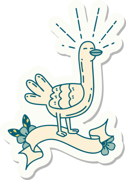 Bir insan tarafından çizilmiş dövme stili bir deniz kuşu çıkartması.