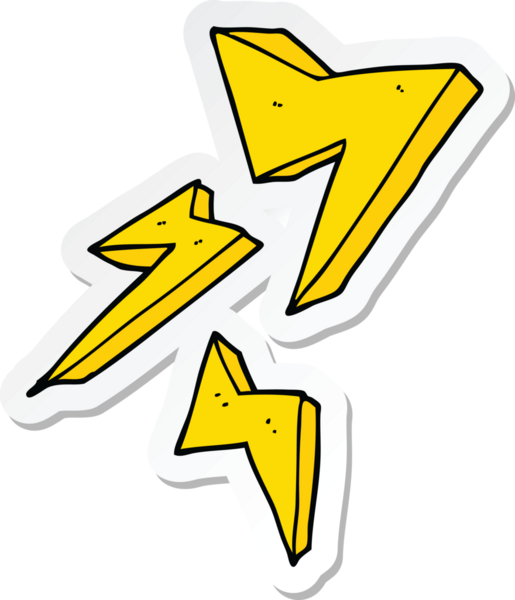 Bir insan tarafından çizilmiş bir çizgi film yıldırımının çıkartması.