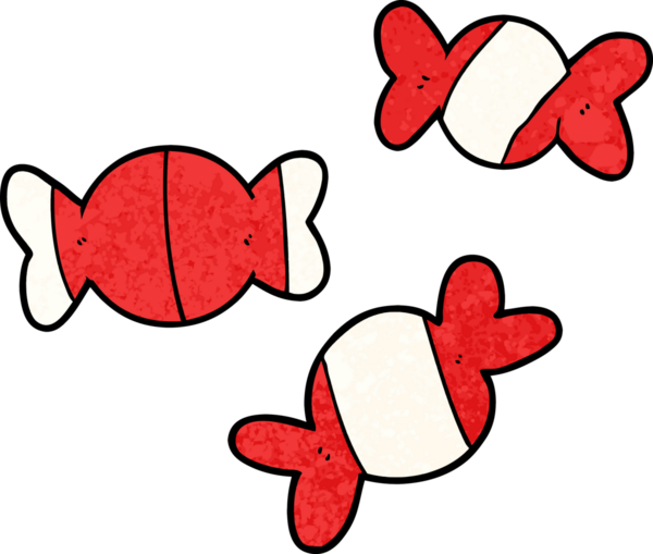 Bir insan tarafından çizilmiş şekerler.