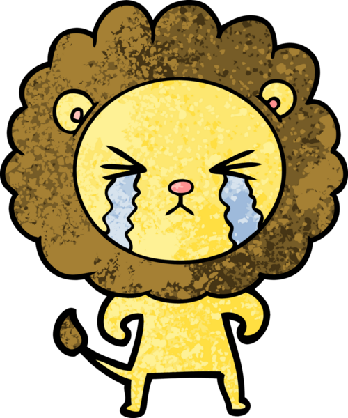 Bir insan tarafından çizilmiş ağlayan bir aslan.