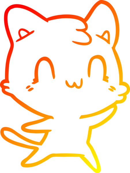 Bir insan tarafından çizilen mutlu çizgi bir kedinin sıcak gradyan çizimi