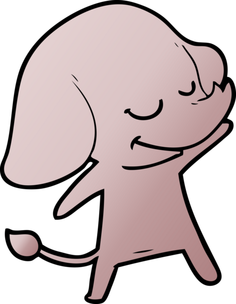 Bir insan tarafından çizilmiş gülümseyen bir fil.