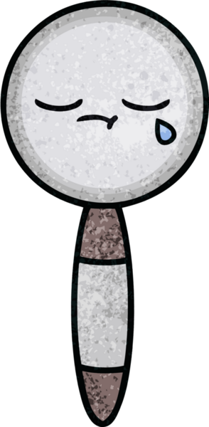 Bir insan tarafından çizilmiş bir büyüteçin retro grunge desen karikatürü