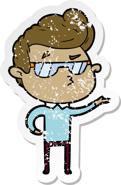 Bir insan tarafından çizilmiş havalı bir adamın sıkıntılı çıkartması.