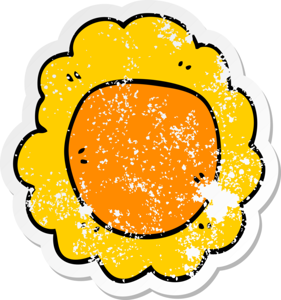 Bir insan tarafından çizilmiş karikatür çiçeğinin sıkıntılı çıkartması